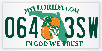 FL license plate 0643SW