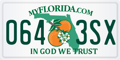 FL license plate 0643SX