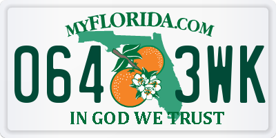 FL license plate 0643WK