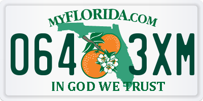 FL license plate 0643XM