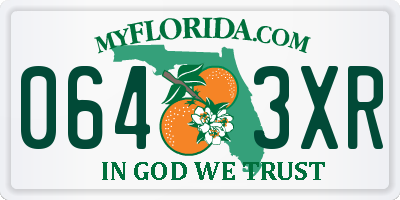 FL license plate 0643XR
