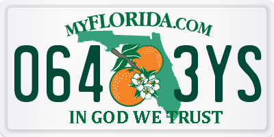 FL license plate 0643YS