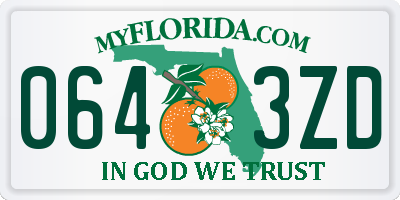 FL license plate 0643ZD