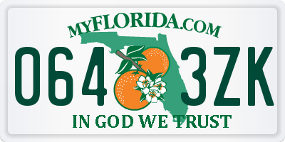 FL license plate 0643ZK