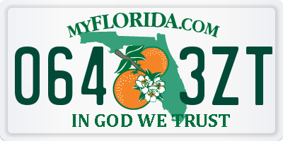 FL license plate 0643ZT