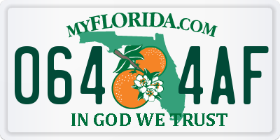 FL license plate 0644AF