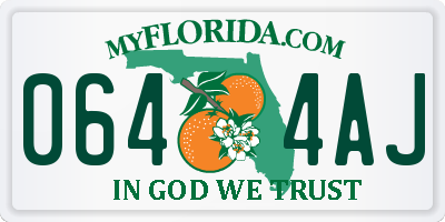 FL license plate 0644AJ