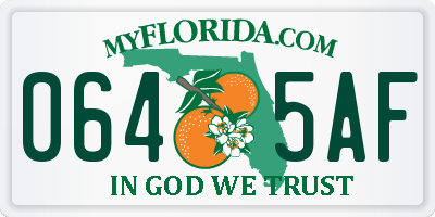 FL license plate 0645AF