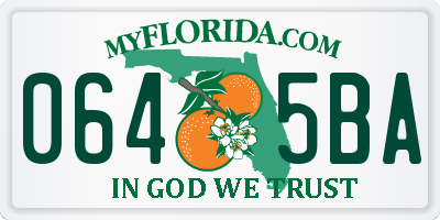 FL license plate 0645BA