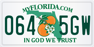 FL license plate 0645GW