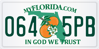 FL license plate 0645PB