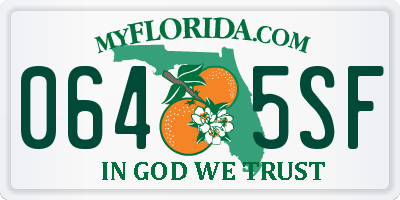 FL license plate 0645SF