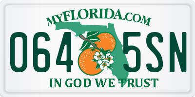 FL license plate 0645SN