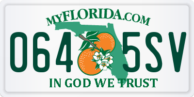 FL license plate 0645SV