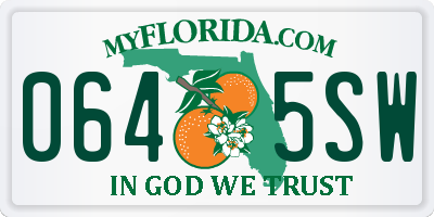 FL license plate 0645SW