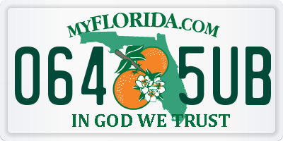 FL license plate 0645UB