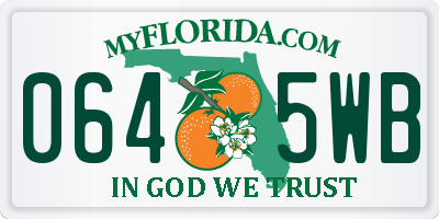 FL license plate 0645WB