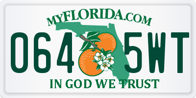 FL license plate 0645WT