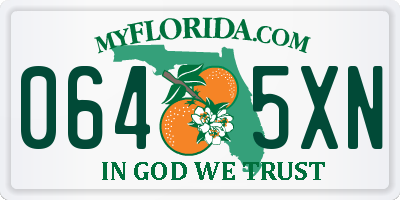 FL license plate 0645XN