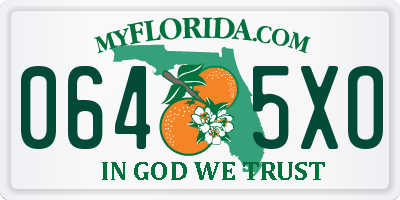 FL license plate 0645XO