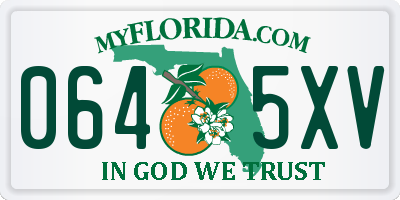 FL license plate 0645XV