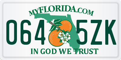 FL license plate 0645ZK