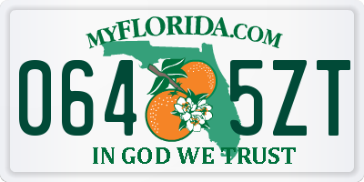 FL license plate 0645ZT