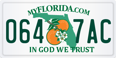 FL license plate 0647AC