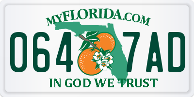 FL license plate 0647AD