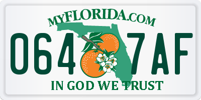 FL license plate 0647AF