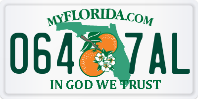 FL license plate 0647AL