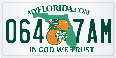 FL license plate 0647AM