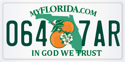 FL license plate 0647AR