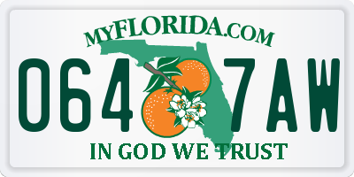 FL license plate 0647AW