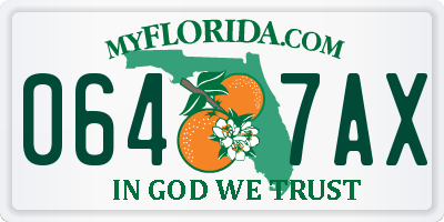 FL license plate 0647AX