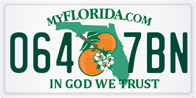FL license plate 0647BN