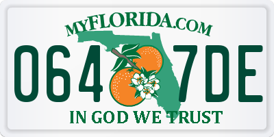FL license plate 0647DE