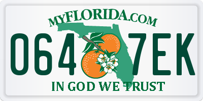 FL license plate 0647EK