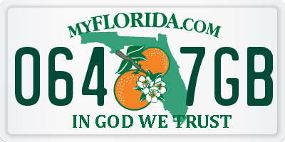 FL license plate 0647GB