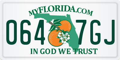 FL license plate 0647GJ