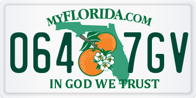 FL license plate 0647GV