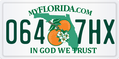 FL license plate 0647HX