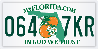 FL license plate 0647KR