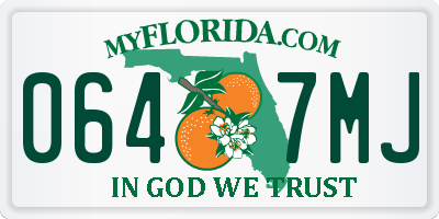 FL license plate 0647MJ