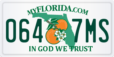 FL license plate 0647MS