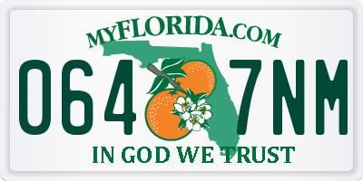 FL license plate 0647NM