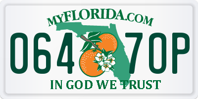 FL license plate 0647OP