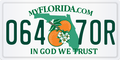 FL license plate 0647OR
