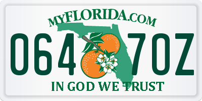 FL license plate 0647OZ