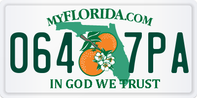 FL license plate 0647PA